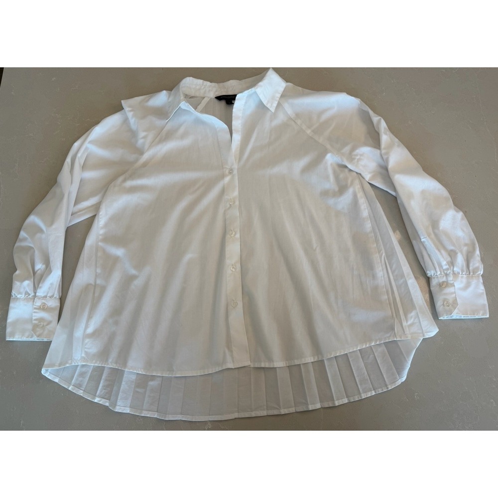 Banana Republic White Shirt Size S Pleated Back Button Down Tunic Blouse